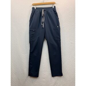 FIGS High Waist Yola Skinny Blue Scrub Pants Womens Small Drawstring Cargo Tech